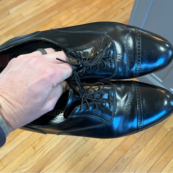Florsheim Black Leather Dress Shoes Mens 11 D Lexington Cap Toe Oxford 20382